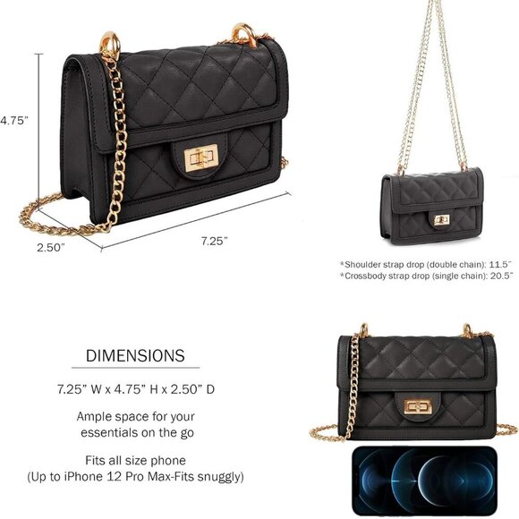 Small Quilted Crossbody Bag, Trendy Designer Mini Shoulder Bag, Phone Wallet Pur - Picture 3 of 6